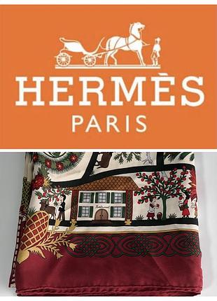 Шовкова хустка-каре hermès «découpages»(оригінал, рідкісний вінтаж)