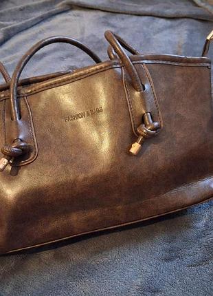 Сумка жіноча fashion bags коричнева трапеція з короткими ручками
