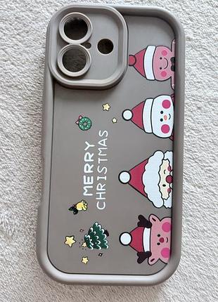 Чохол для телефону iphone 16 силіконовий новорічний merry christmas