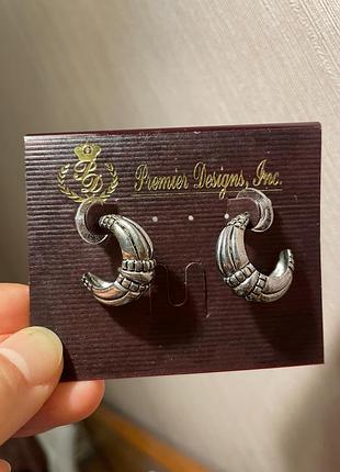 Premier designs вінтажні сережки півкільця сріблясті американський вінтаж