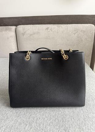 Сумка жіноча michael kors тоут шкіряна чорна