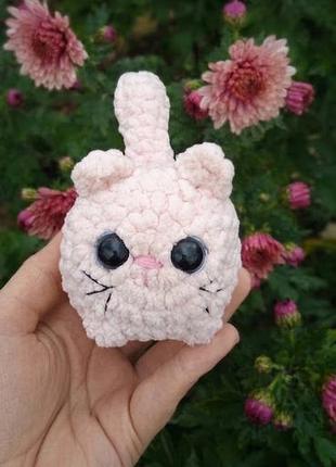 М'яка іграшка котик плюшевий хендмейд рожевий