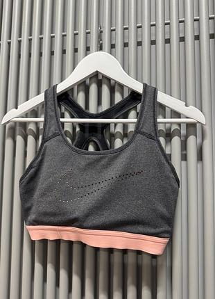 Спортивний топ nike сірий з рожевою стрічкою розмір m
