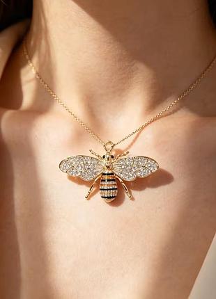 🐝 винтажная подвеска «бджола» со стразами | кулон | унисекс