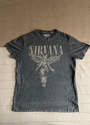 Футболка мерч nirvana,сіра,розмір м