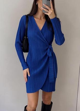 Жіноча сукня плісе на запах синя електрик boohoo s-l 44-48