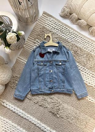 Джинсовий піджак zara для дівчинки, блакитний, 110 см (4-5 років)