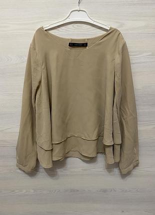 Бежева шифонова блуза zara basic (розмір s / 36)