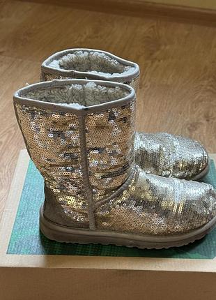 Лимитированные угги ugg classic short sequin с пайетками. размер 36 (22 см)