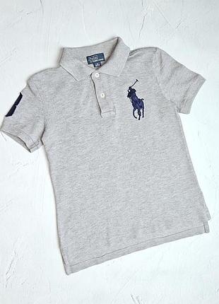 🎁1+1=3 брендовая серая футболка поло ralph lauren на девочку 5 - 6 лет