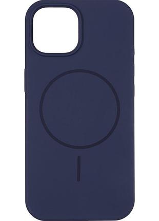 Чехол силиконовый silicone case magsafe thin circle для iphone 15 защитный с микрофиброй внутри sapphire blue mc-16114