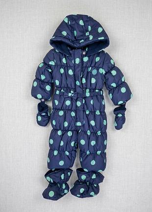 Зимовий комбінезон chicco для дівчинки, синій у горох, 62 см (6 міс.)