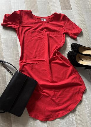 Короткі сукні kovi look червона міні-сукня-футболка s-m