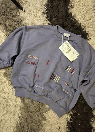 Світшот дитячий zara бузковий з вишивкою р.98