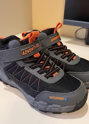 Черевики дитячі skechers adventure демісезонні зимові сіро-помаранчеві 31 розмір 19,5 см