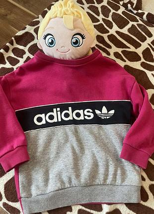 Світшот на флісі на дівчинку adidas кофта брендова тепла