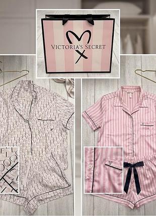 Піжами жіночі victoria's secret комплект шорти та сорочка на ґудзиках