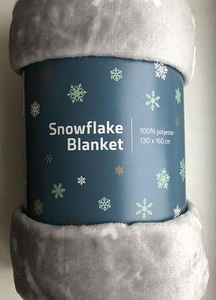 Новий плюшевий плед snowflake blanket зі сніжинками, 130×160 см