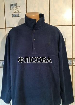 Мужская синяя флисовая кофта толстовка