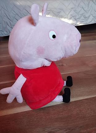 М'яка іграшка на руку peppa pig велика рожево-червона