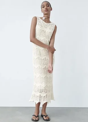 Невероятно красивое платье миди ришелье zara,p.s