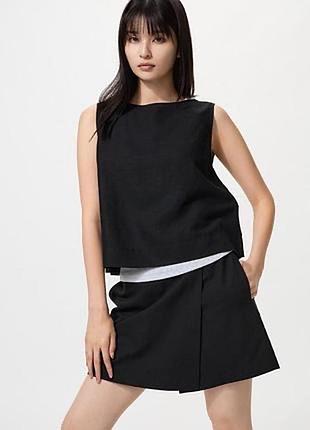 Спідниця-шорти uniqlo чорна розмір s льон