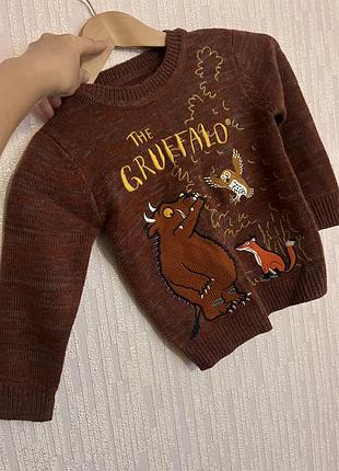 Шоколадний светр кофта джемпер коричневий лісові мешканці лиса сова gruffalo