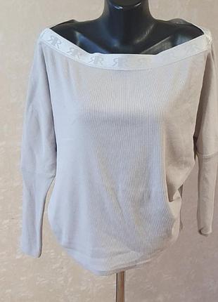 Бежева кофта-джемпер river island в рубчик з відкритими плечима, розмір m / eur 38 (оригінал)