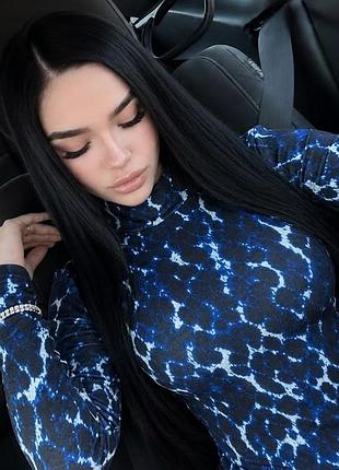 Водолазка женская 💙 синий леопардовый гольф 🖤 papaya (британский бренд) ✨ стильная базовая 📏 m – l  🔎 гольф леопард💙красивая женская водолазка