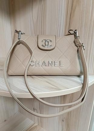 Сумка жіноча chanel бежева багет