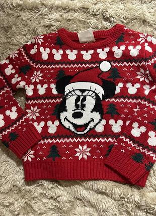 Новорічний светр на дівчинку disney primark