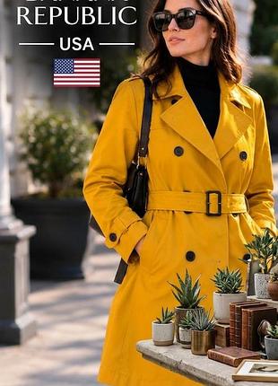 Жіночий тренч banana republic 🇺🇸 гірчичний, двобортний, бавовна 100%, xl / 52