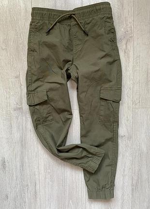 Котонові джогери, на хлопчика, 7-8 років, хакі, denim co