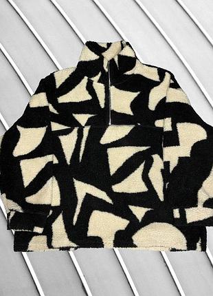 Женская кофта primark xl 2xl eu42 eu44ru14 u416 ua48 ua50 черная бежевая флисовая тедди плюшевая теплая оверсайз флиска с карманами свободного кроя фл