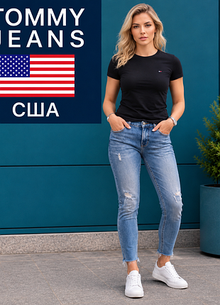 Женские джинсы tommy jeans nora skinny 7/8 w30 l30, голубые, оригинал