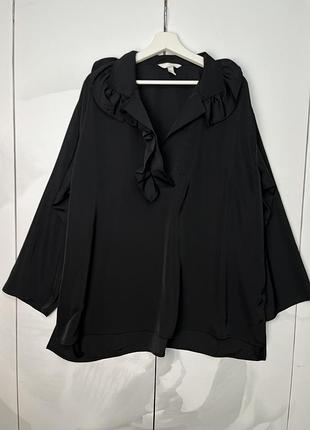 Блуза жіноча сатинова чорна h&m, батал, розмір 54-56