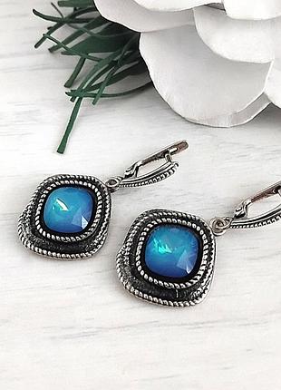 Черные серьги swarovski