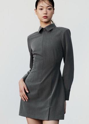 Сіра сукня з комірцем zara