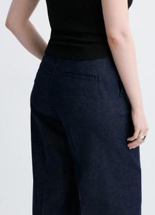 Лляні темно-сині штани marks & spencer (m&s woman), розмір uk 18 short (наш 52-54)