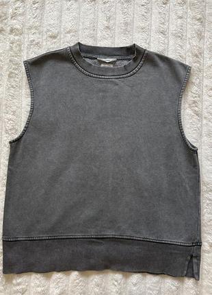 Світшот reserved сірий без рукавів ,washed oversize