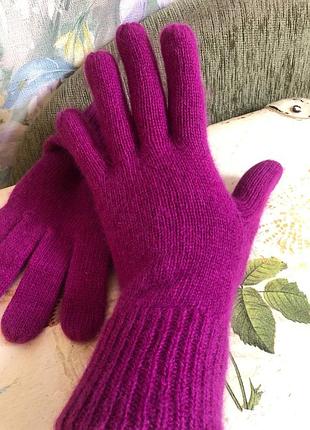 Теплые пушистые перчатки с ангорой и шерстью (70% lambswool, 20% angora)
