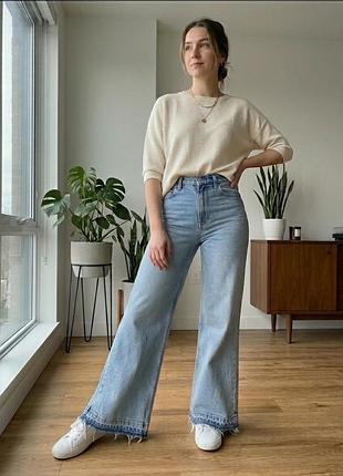 Джинси жіночі zara блакитні висока посадка розмір l, xl
