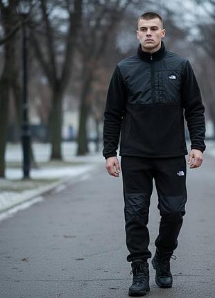 Флисовый костюм the north face (анорак) черный + брюки