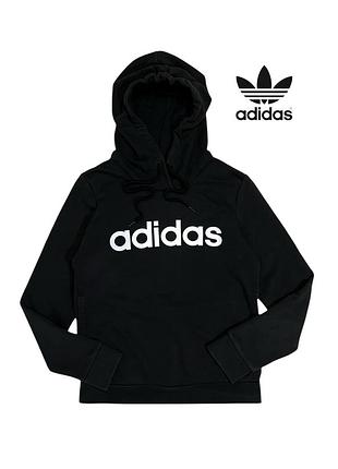 Оригинальное женское худи adidas размер xs s черное котоновое с капюшоном хлопковое женская кофта адидас женский реглан батник свитшот толстовка ,1