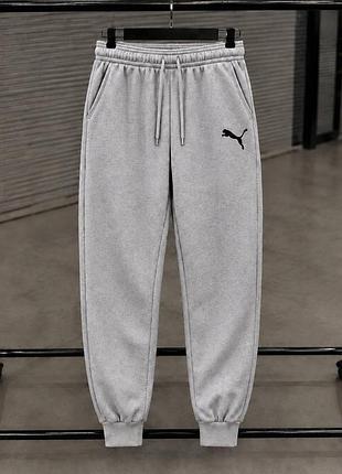 Сірі штани puma на зиμу, утеплені флісом, розмір l