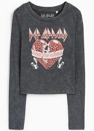 Стильний вінтажний лонгслів def leppard виварений y2k (з принтом «bringin' on the heartbreak»)