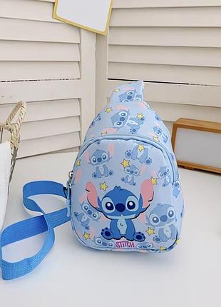 Рюкзак дитячий нагрудний disney stitch блакитний маленький сумка
