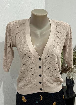 Ажурна кофта від zara з коротким рукавом s