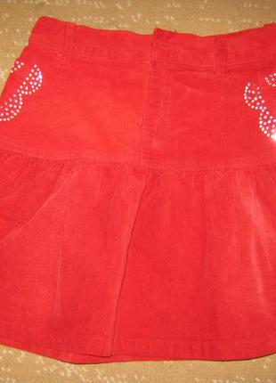 Вельветова червона спідничка з кишеньками