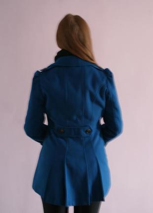 Двубортное синее пальто3 фото